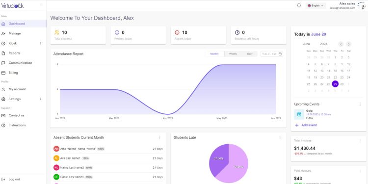 Virtuclock: Assistant for Directors and Parents